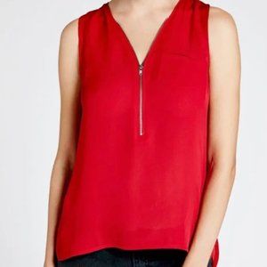 The Kooples Sport Sleeveless Red Silk Blouse w/zipper - Small